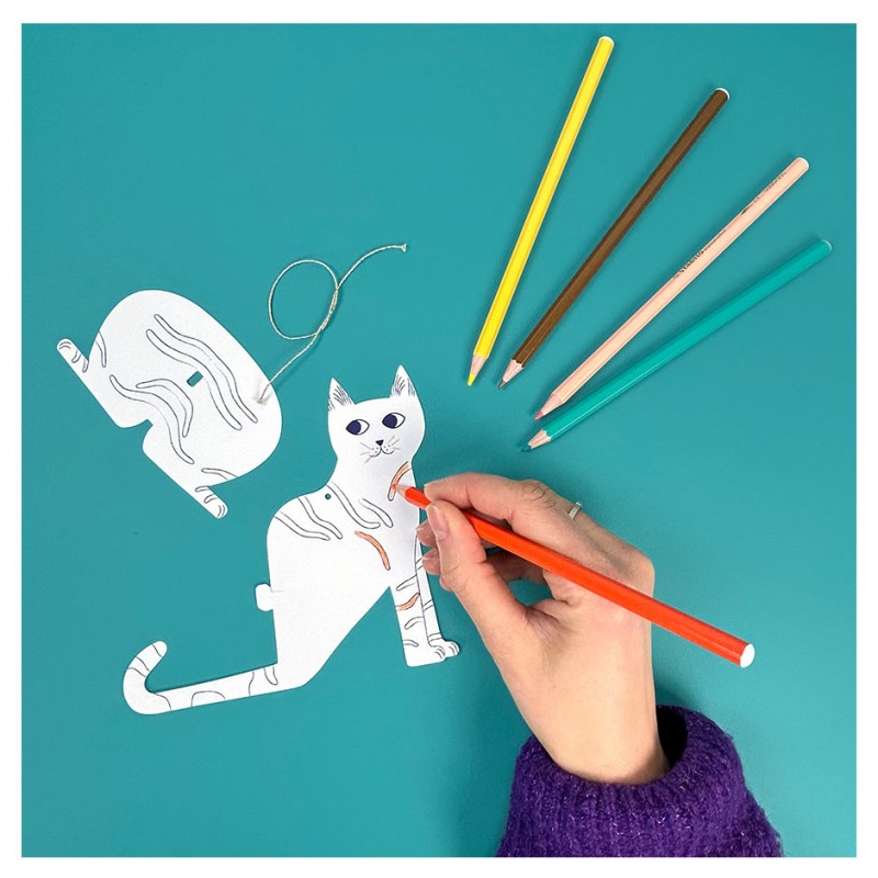 creative paper cat colouring kit for children