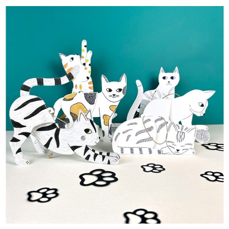 6 paper cats to make and to colore