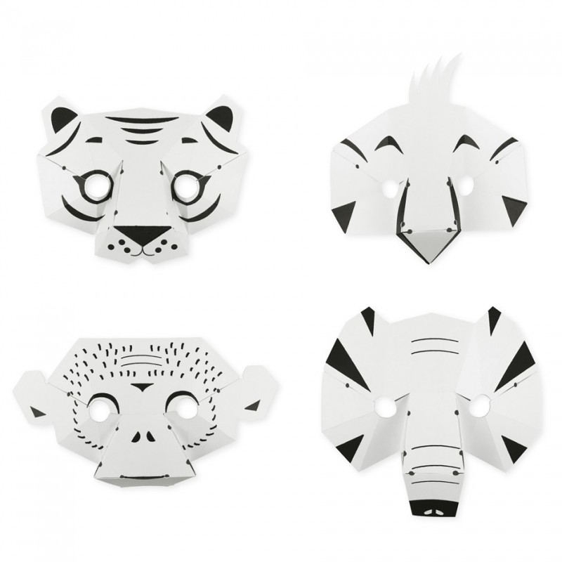 loisir créatif masques animaux de la jungle en papier fabriqués en